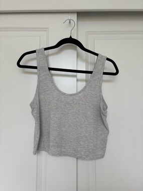 Old Navy Sunday Sleep Light Gray Ribbed Cropped Tank Top Size L